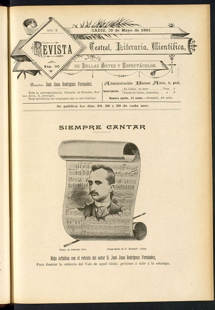 Miniatura de Revista Teatral, Literaria, Científica, de Bellas Artes y Espectáculos. Nº 342