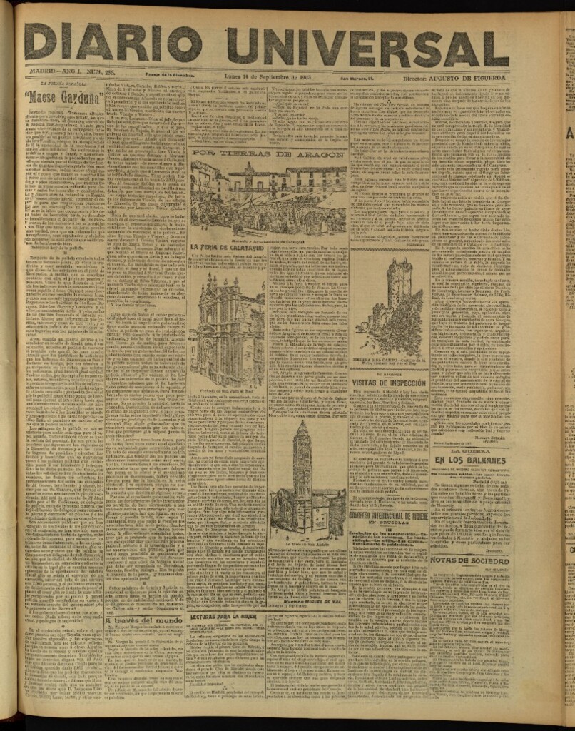 Miniatura de Diario Universal del 14 de septiembre de 1903, edición de tarde