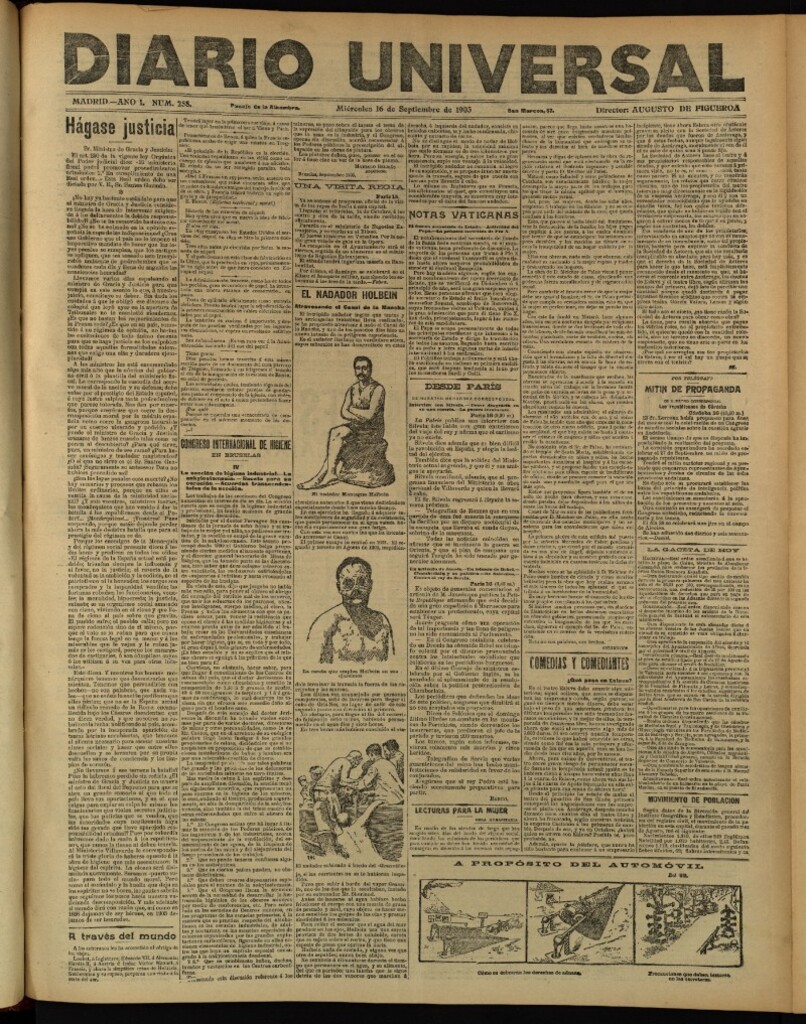 Miniatura de Diario Universal del 16 de septiembre de 1903, edición de tarde