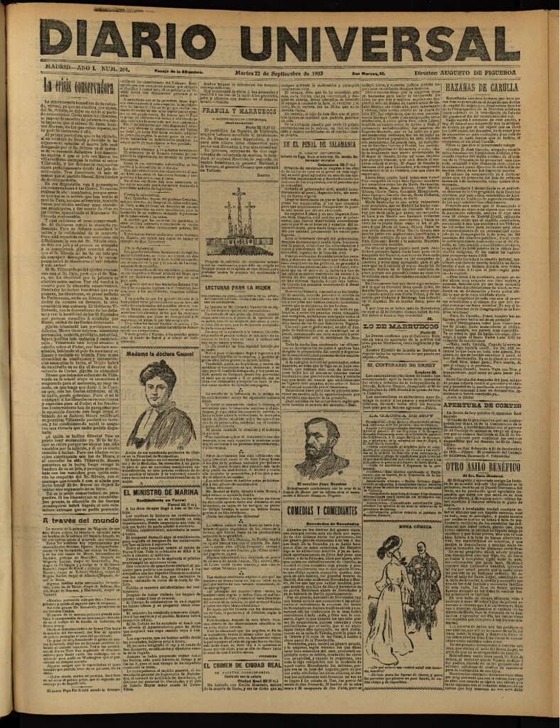 Miniatura de Diario Universal del 22 de septiembre de 1903, edición de noche
