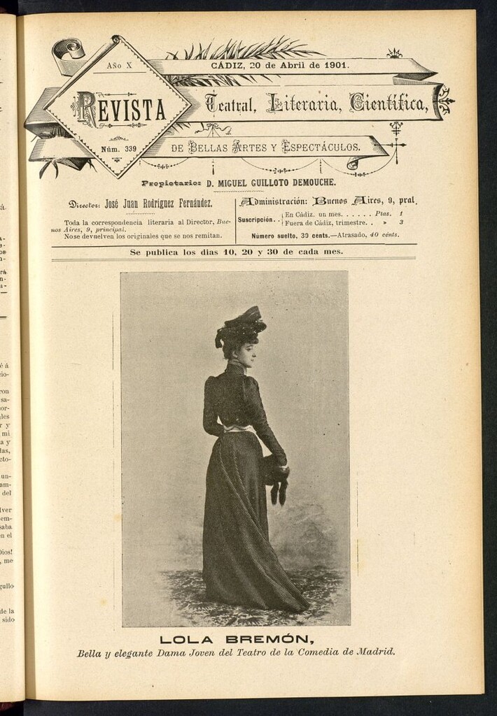 Miniatura de Revista Teatral, Literaria, Científica, de Bellas Artes y Espectáculos. Nº 339