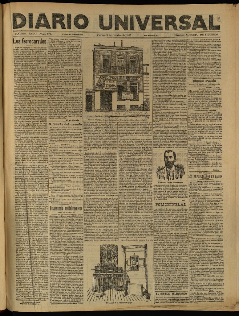 Miniatura de Diario Universal del 2 de octubre de 1903, edición de tarde