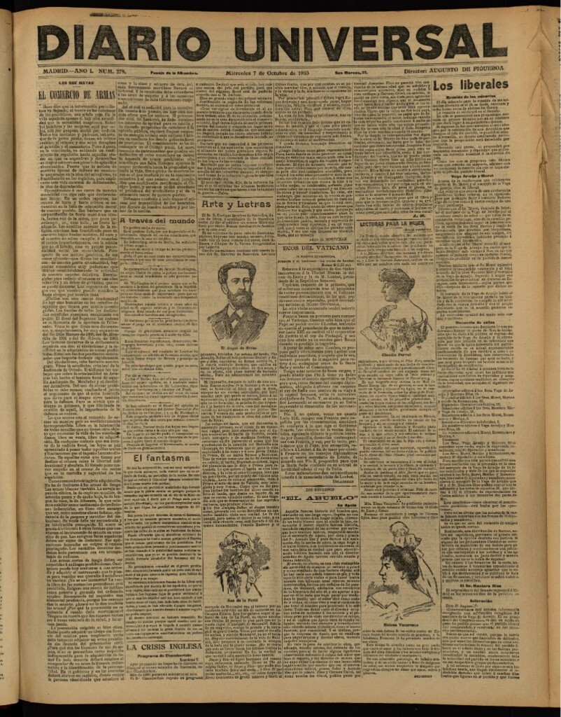 Miniatura de Diario Universal del 7 de octubre de 1903, edición de noche