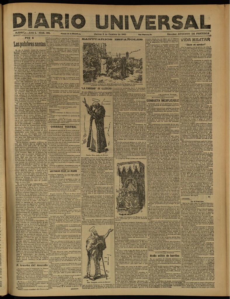 Miniatura de Diario Universal del 8 de octubre de 1903, edición de tarde