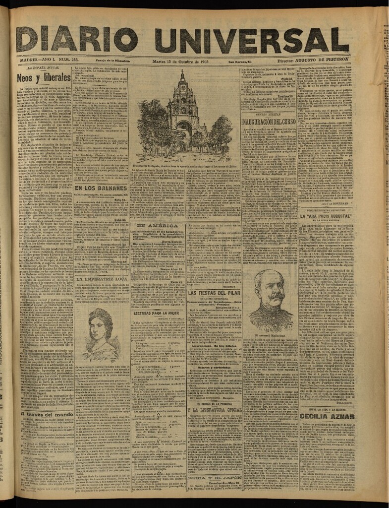 Miniatura de Diario Universal del 13 de octubre de 1903, edición de noche
