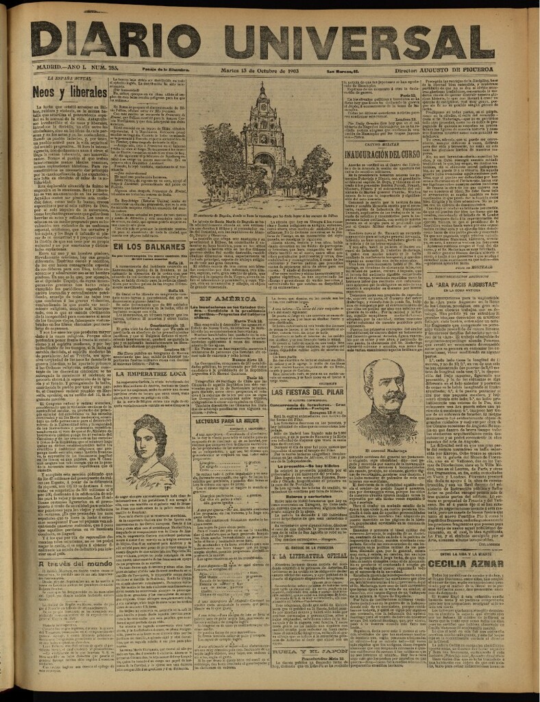 Miniatura de Diario Universal del 13 de octubre de 1903, edición de tarde