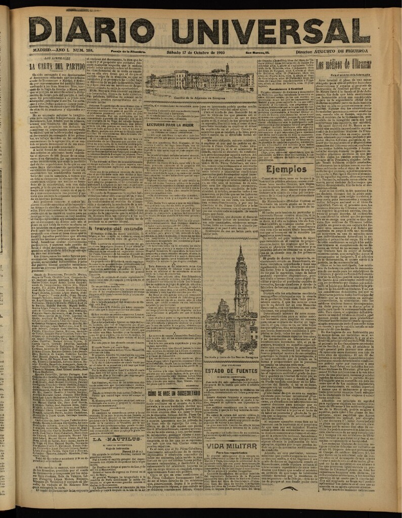 Miniatura de Diario Universal del 17 de octubre de 1903, edición de noche
