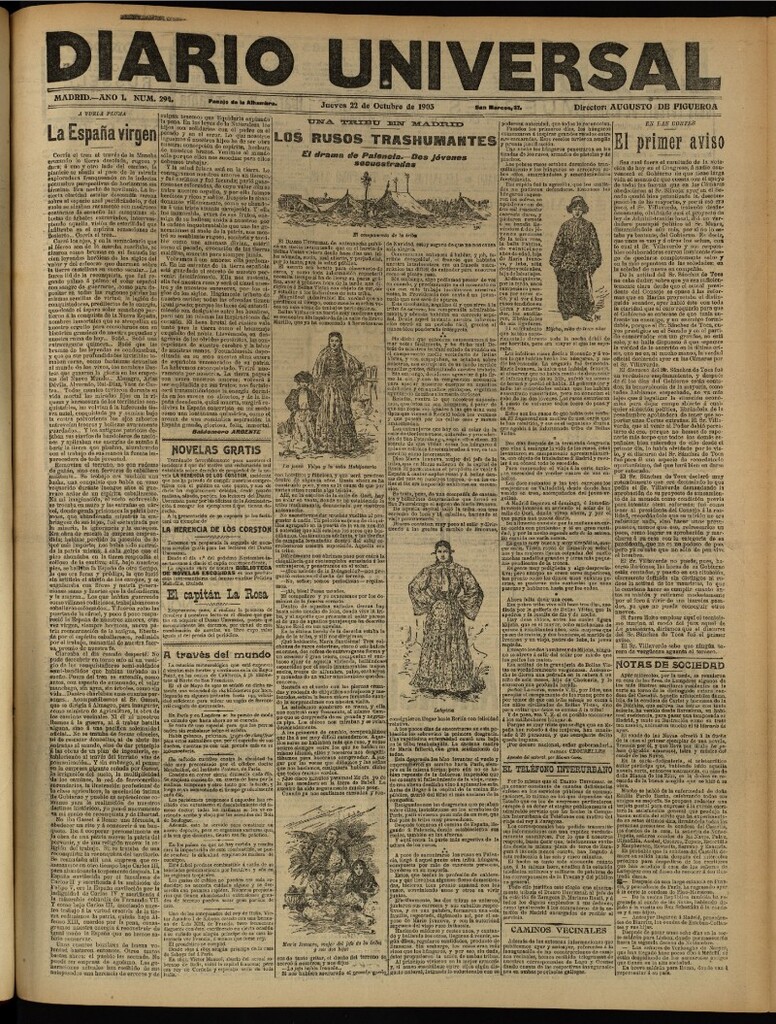 Miniatura de Diario Universal del 22 de octubre de 1903, edición de tarde