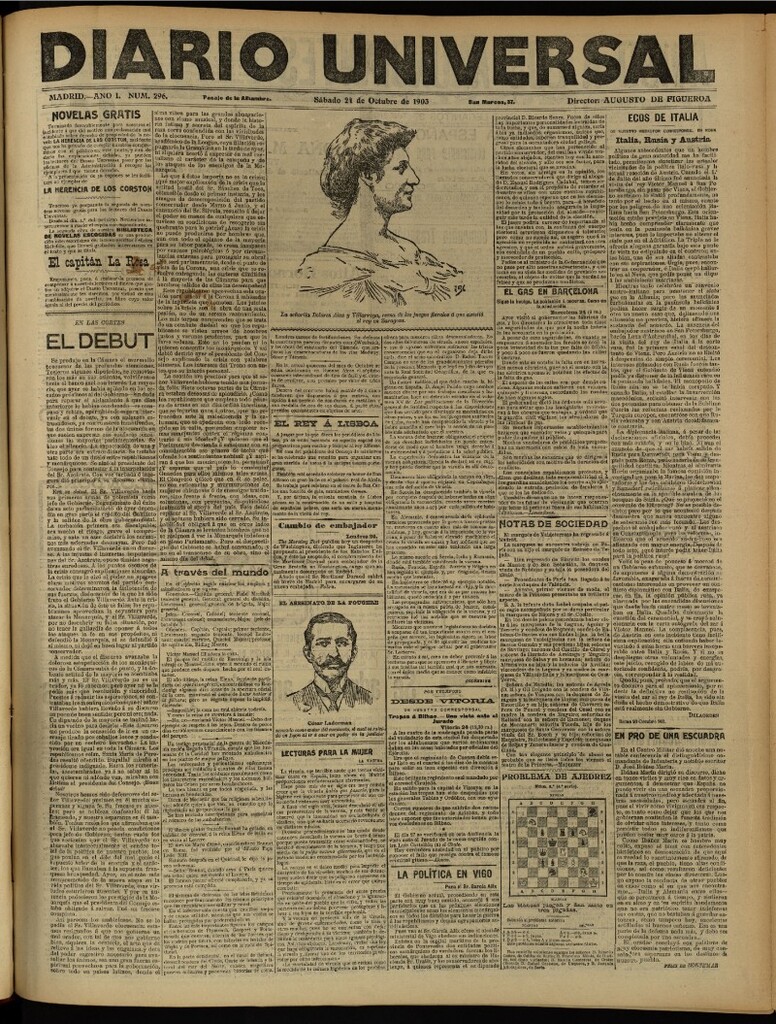 Miniatura de Diario Universal del 24 de octubre de 1903, edición de tarde