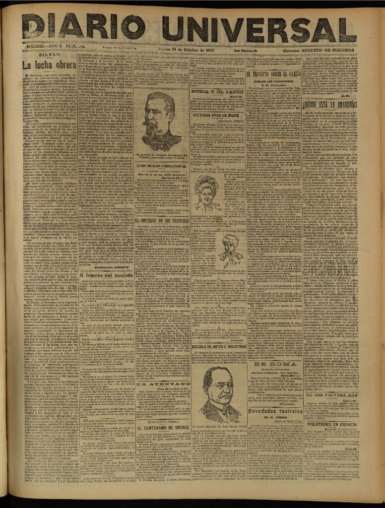 Miniatura de Diario Universal del 29 de octubre de 1903, edición de tarde