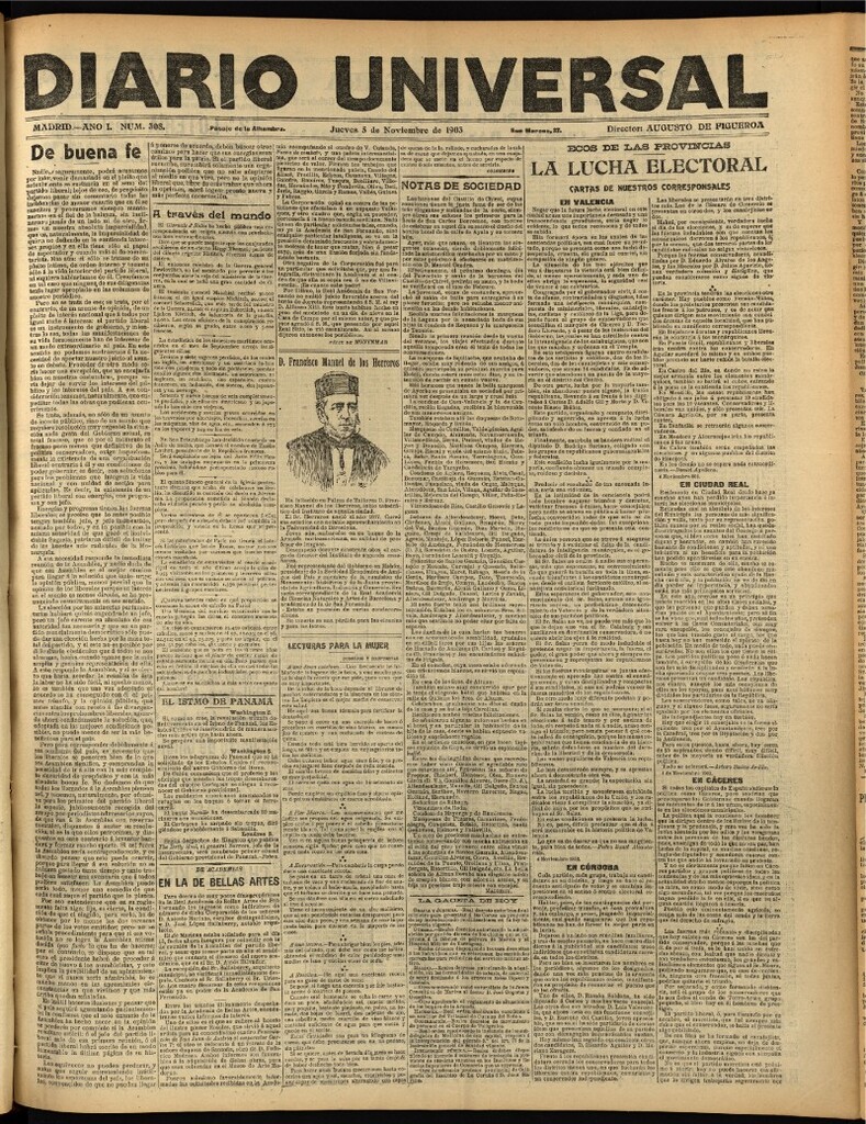 Miniatura de Diario Universal del 5 de noviembre de 1903, edición de noche