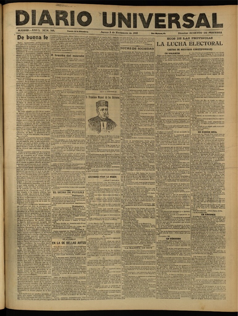 Miniatura de Diario Universal del 5 de noviembre de 1903, edición de tarde