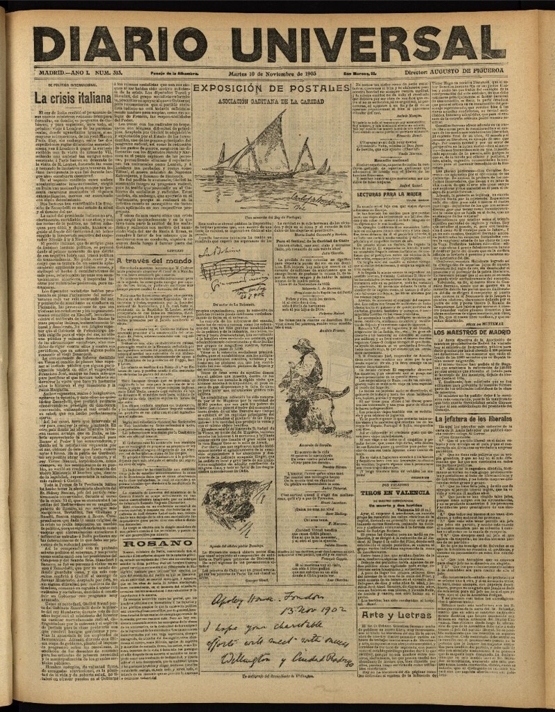 Miniatura de Diario Universal del 10 de noviembre de 1903, edición de noche