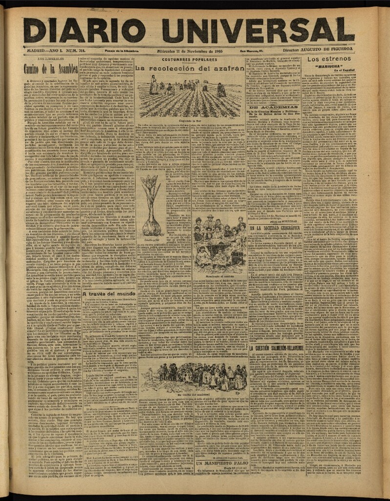 Miniatura de Diario Universal del 11 de noviembre de 1903, edición de noche
