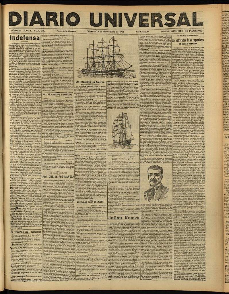 Miniatura de Diario Universal del 13 de noviembre de 1903, edición de noche