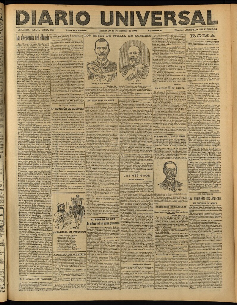 Miniatura de Diario Universal del 20 de noviembre de 1903, edición de noche