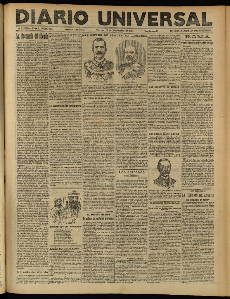 Miniatura de Diario Universal del 20 de noviembre de 1903, edición de tarde
