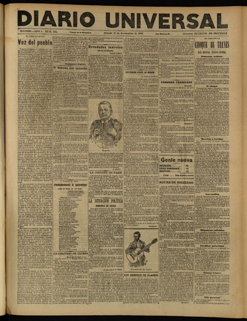 Miniatura de Diario Universal del 21 de noviembre de 1903, edición de tarde