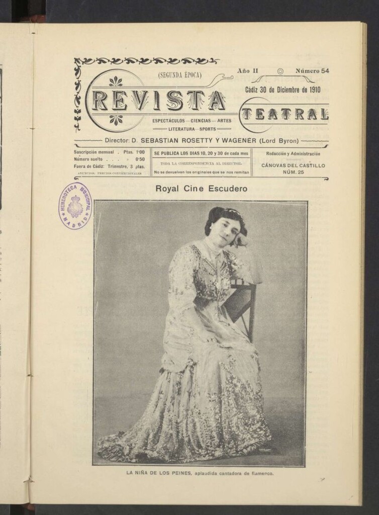 Miniatura de Revista Teatral, Literaria, Científica, de Bellas Artes y Espectáculos. Segunda época Nº 54