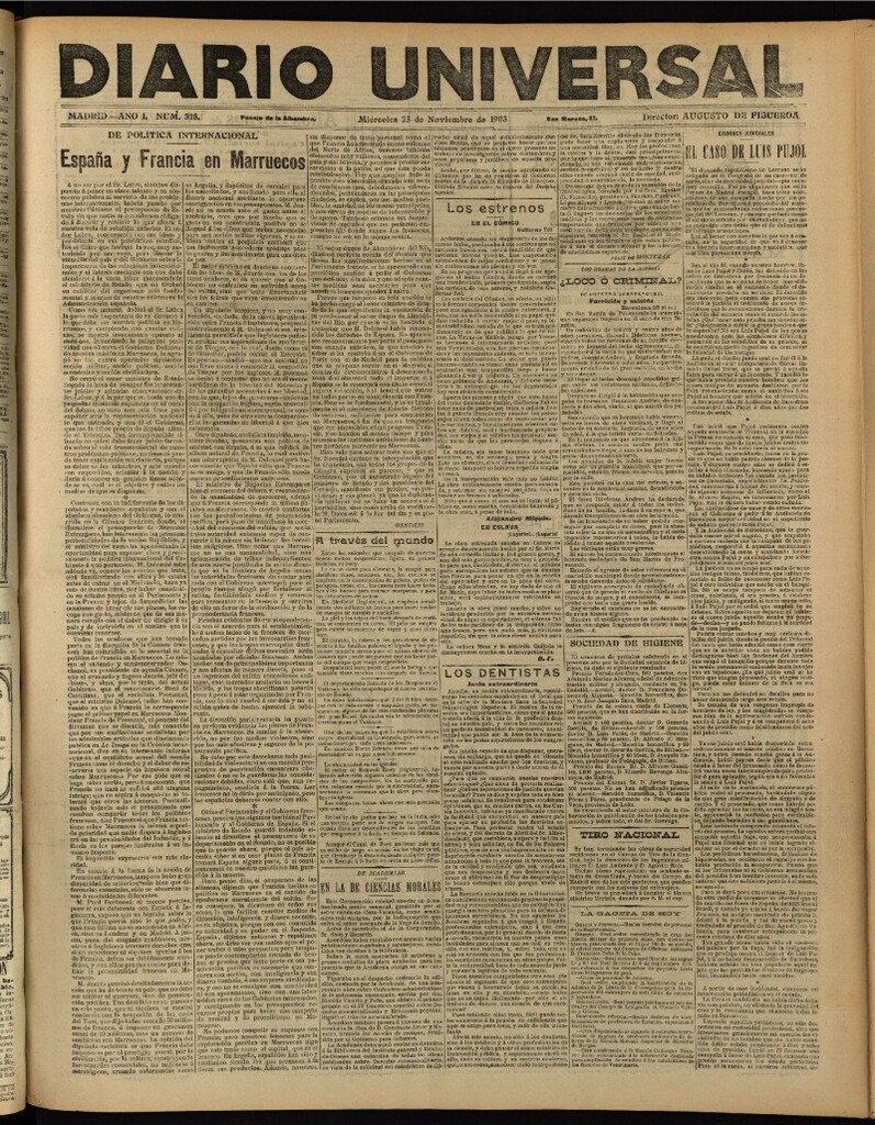 Miniatura de Diario Universal del 25 de noviembre de 1903, edición de noche