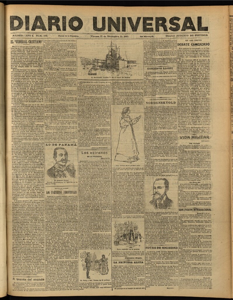 Miniatura de Diario Universal del 27 de noviembre de 1903, edición de noche