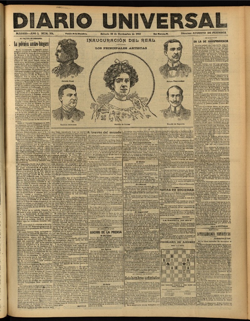 Miniatura de Diario Universal del 28 de noviembre de 1903, edición de noche