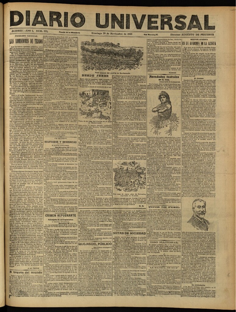 Miniatura de Diario Universal del 29 de noviembre de 1903, edición de tarde