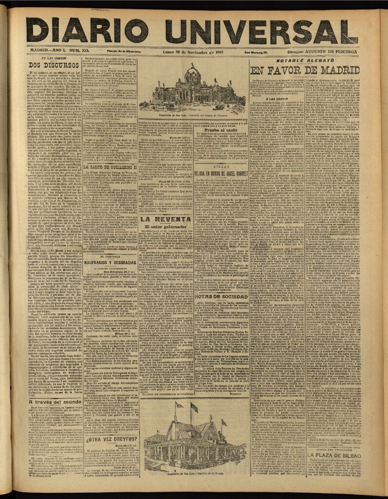 Miniatura de Diario Universal del 30 de noviembre de 1903, edición de noche