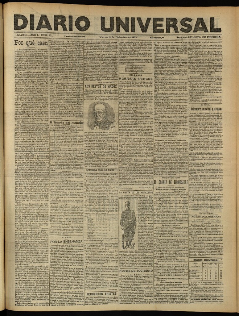 Miniatura de Diario Universal del 4 de diciembre de 1903, edición de tarde