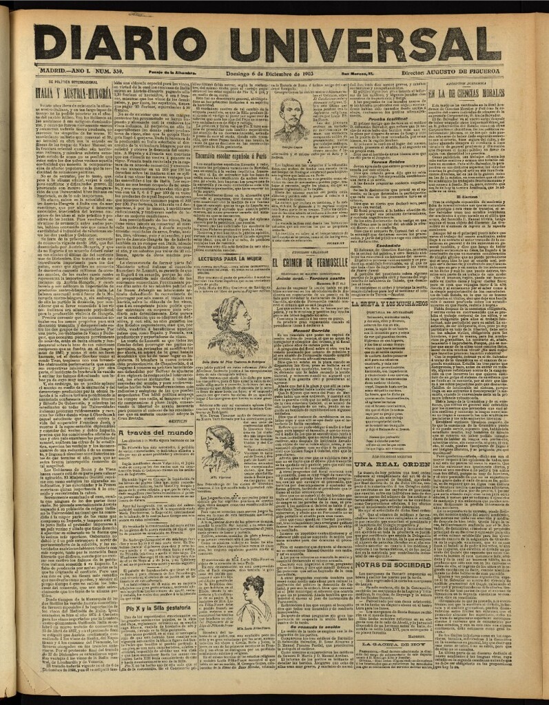 Miniatura de Diario Universal del 6 de diciembre de 1903, edición de noche