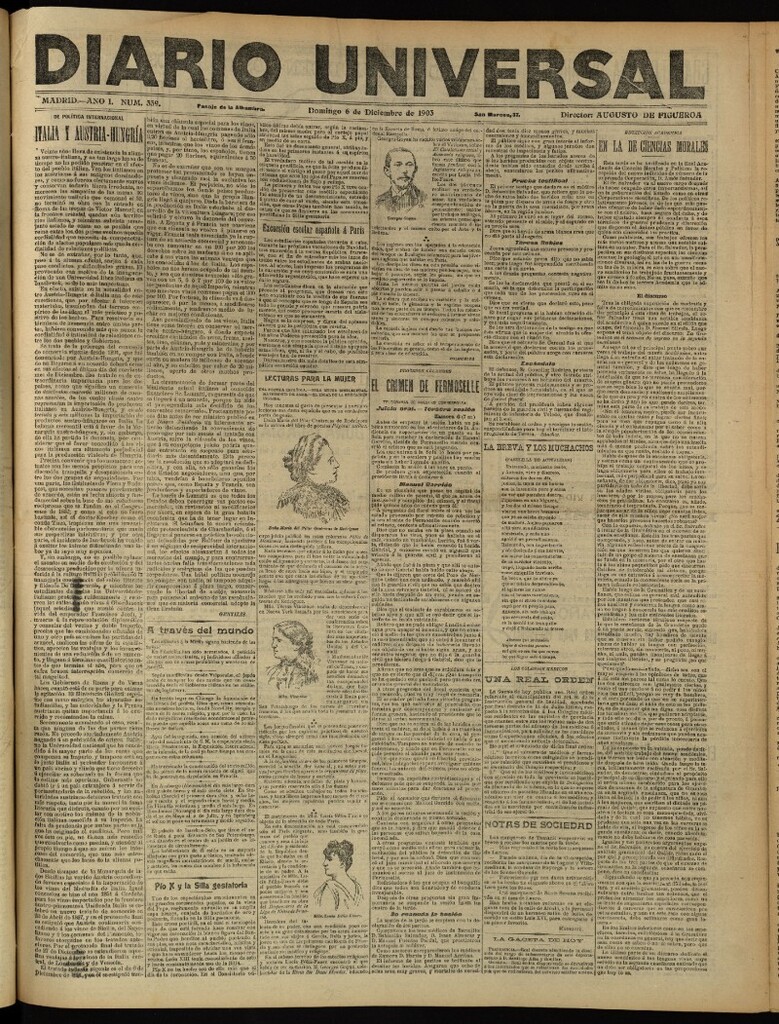 Miniatura de Diario Universal del 6 de diciembre de 1903, edición de tarde