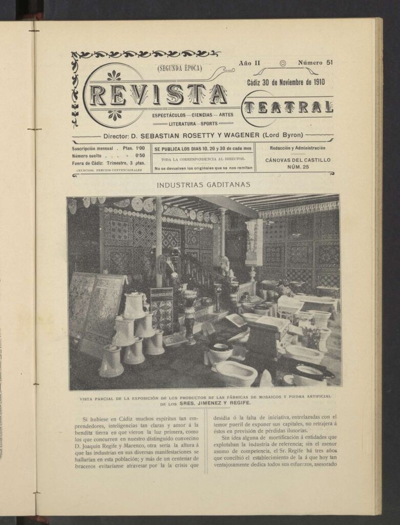 Miniatura de Revista Teatral, Literaria, Científica, de Bellas Artes y Espectáculos. Segunda época Nº 51