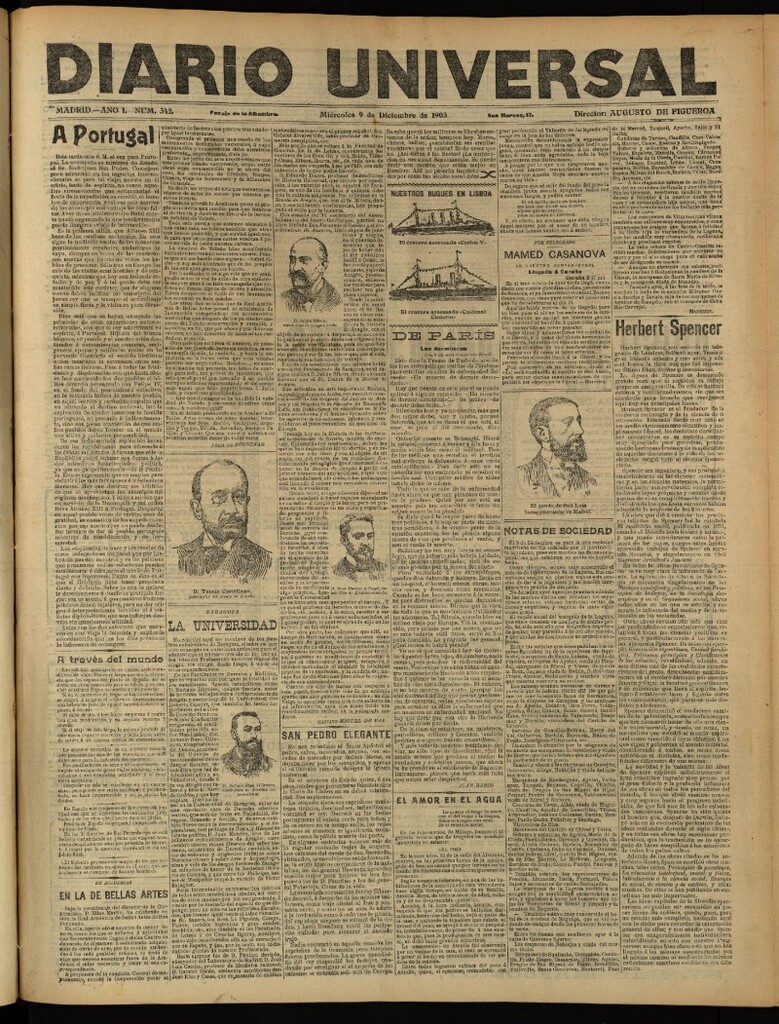 Miniatura de Diario Universal del 9 de diciembre de 1903, edición de tarde