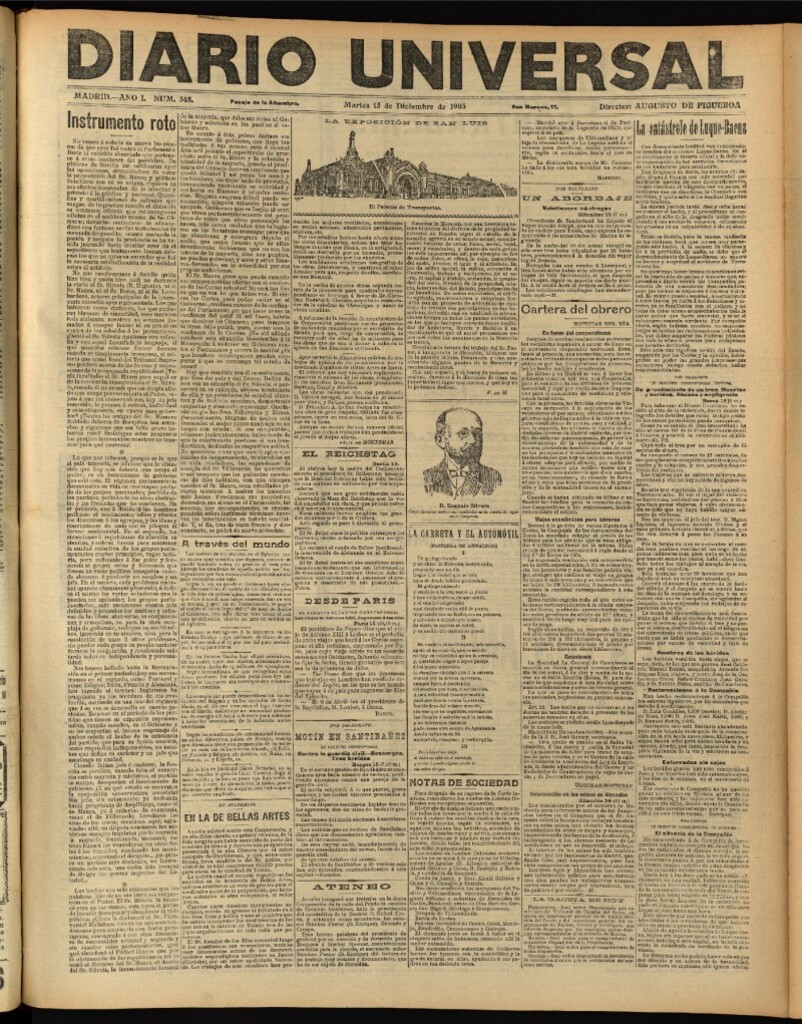 Miniatura de Diario Universal del 15 de diciembre de 1903, edición de noche