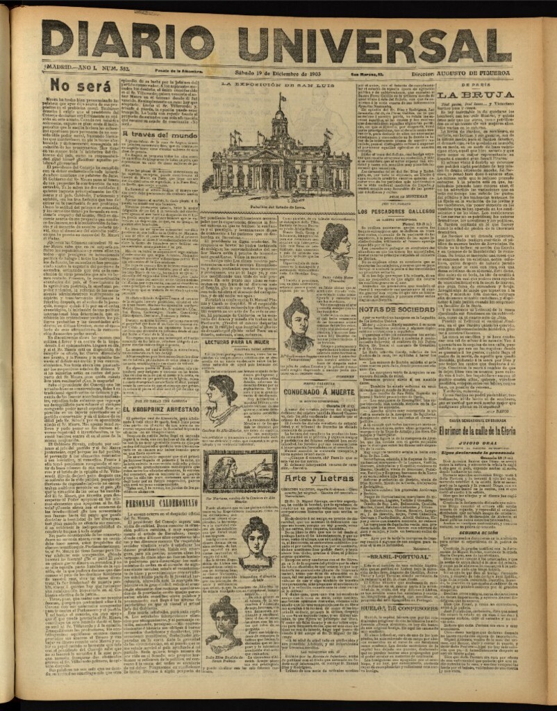 Miniatura de Diario Universal del 19 de diciembre de 1903, edición de noche