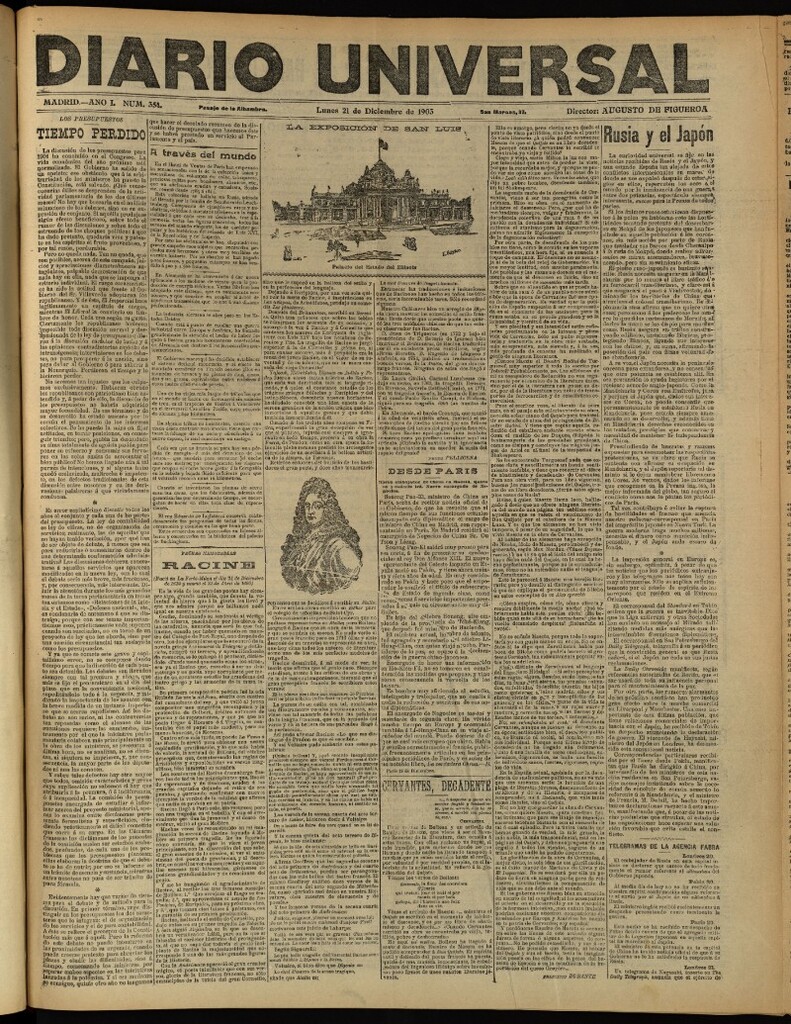 Miniatura de Diario Universal del 21 de diciembre de 1903, edición de tarde