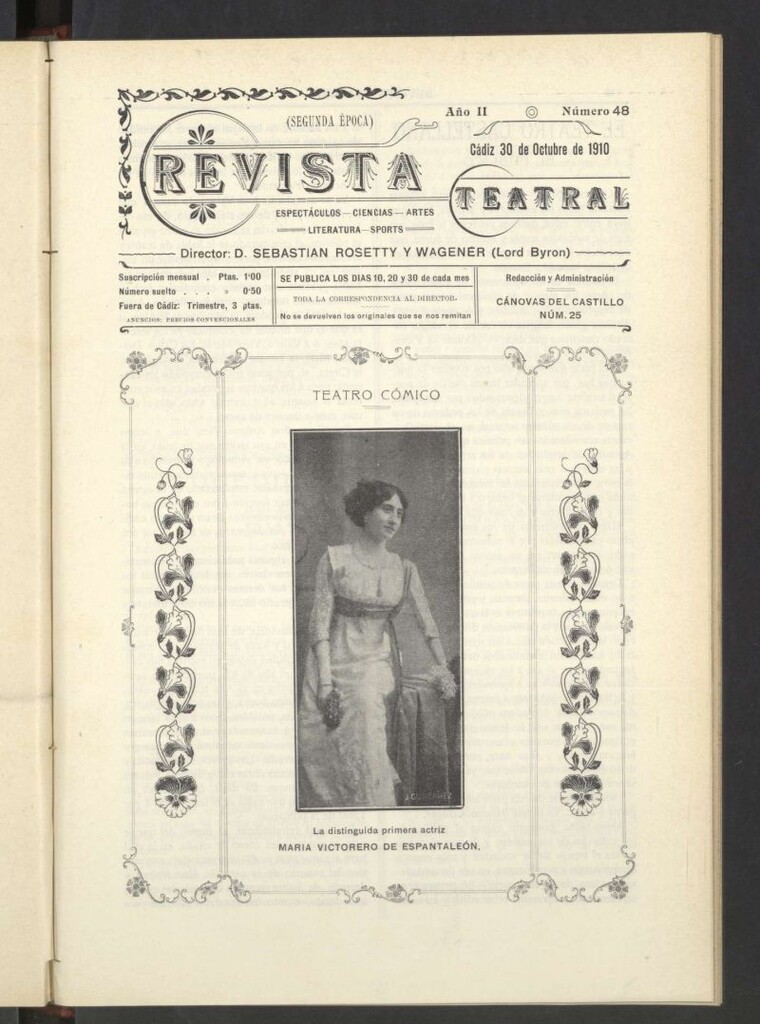 Miniatura de Revista Teatral, Literaria, Científica, de Bellas Artes y Espectáculos. Segunda época Nº 48
