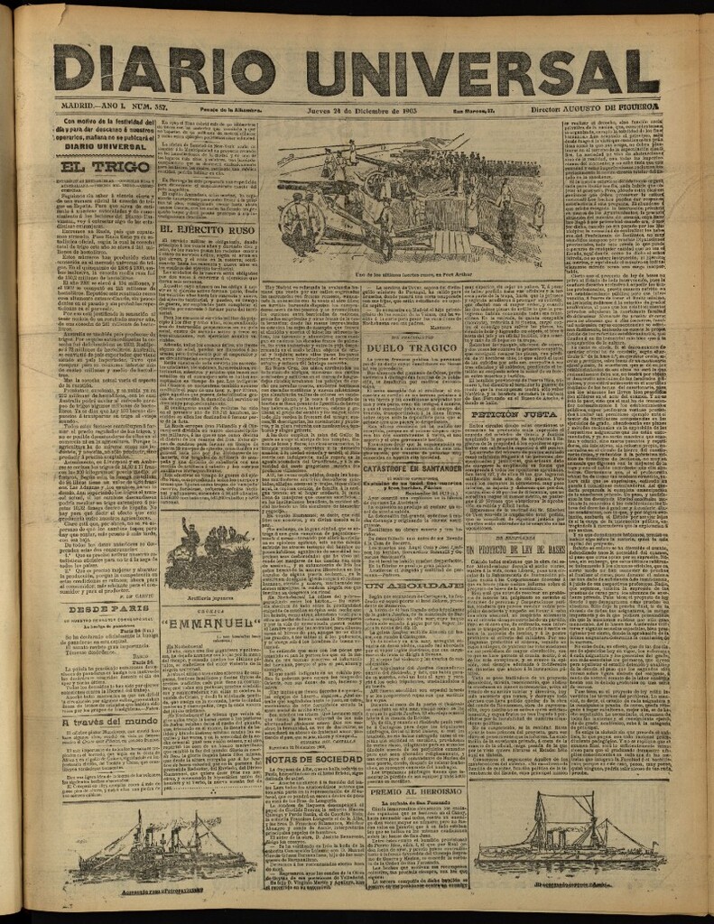 Miniatura de Diario Universal del 24 de diciembre de 1903, edición de tarde