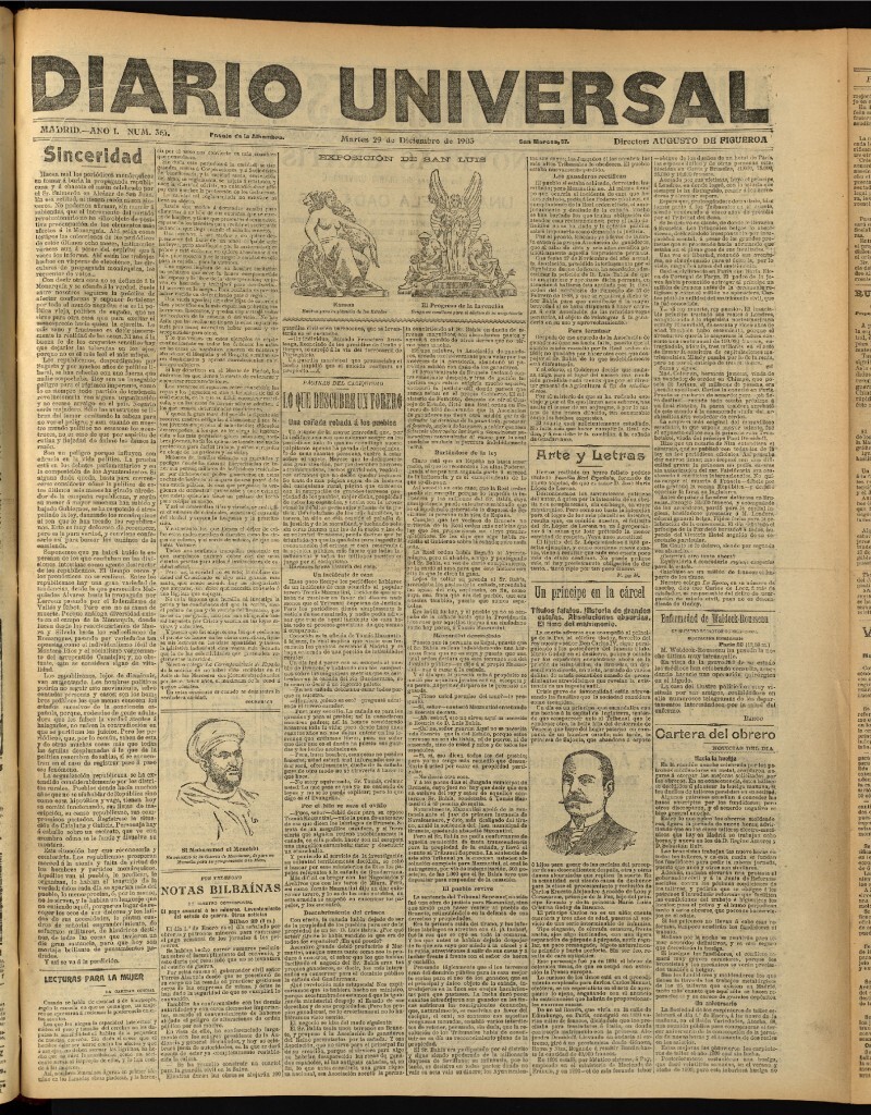 Miniatura de Diario Universal del 29 de diciembre de 1903, edición de noche