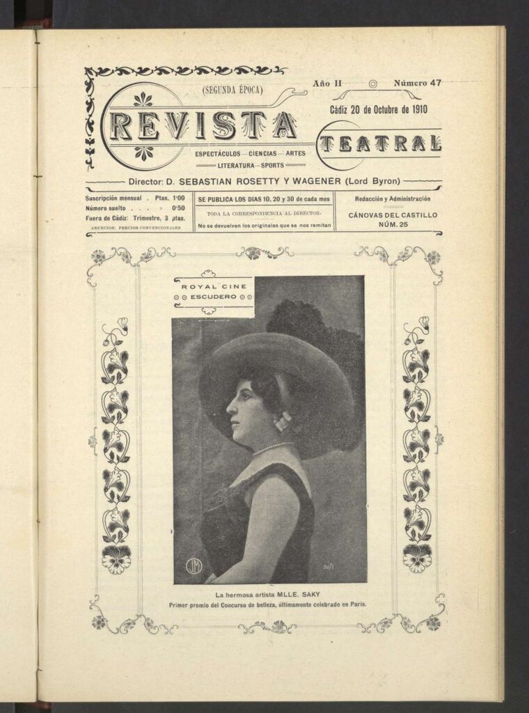 Miniatura de Revista Teatral, Literaria, Científica, de Bellas Artes y Espectáculos. Segunda época Nº 47