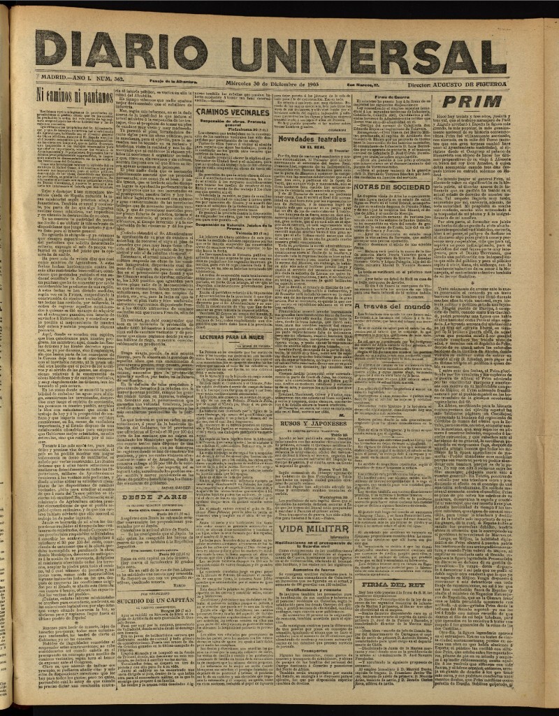 Miniatura de Diario Universal del 30 de diciembre de 1903, edición de noche