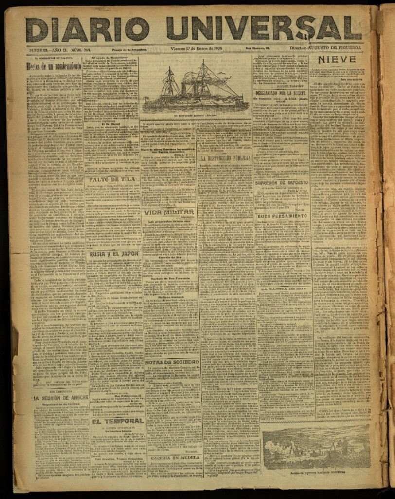 Miniatura de Diario Universal del 1 de enero de 1904, edición de noche