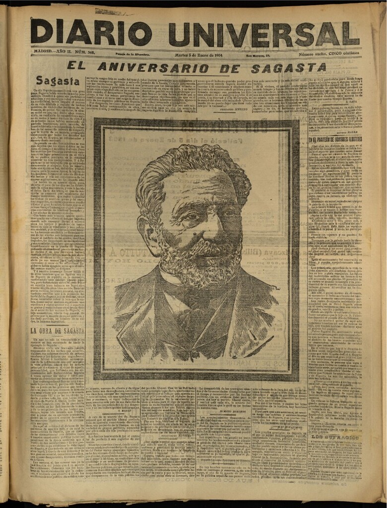 Miniatura de Diario Universal del 5 de enero de 1904, edición de tarde