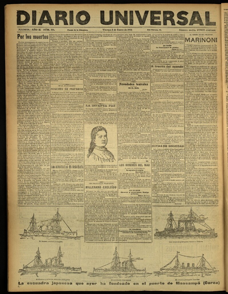 Miniatura de Diario Universal del 8 de enero de 1904, edición de noche