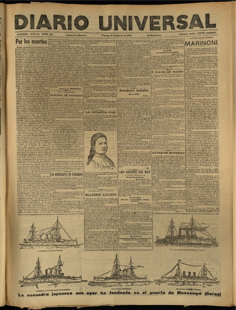 Miniatura de Diario Universal del 8 de enero de 1904, edición de tarde
