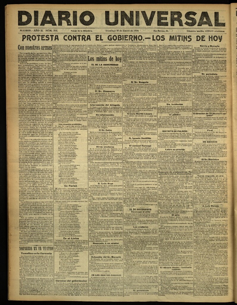 Miniatura de Diario Universal del 10 de enero de 1904, edición de noche