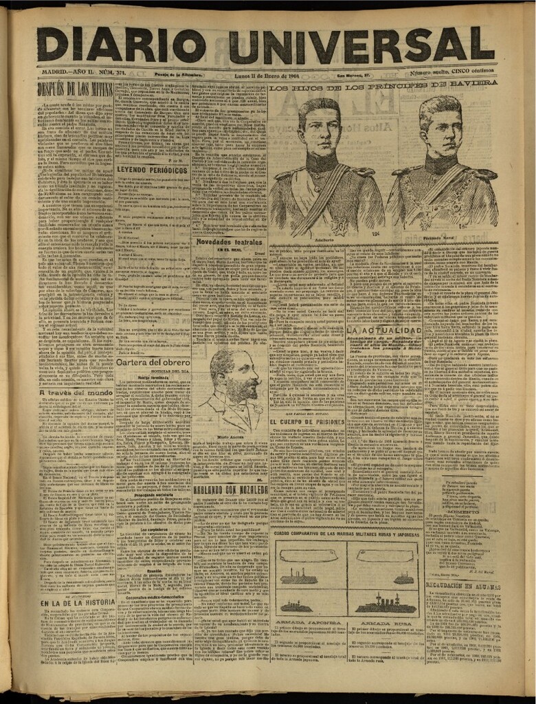 Miniatura de Diario Universal del 11 de enero de 1904, edición de tarde