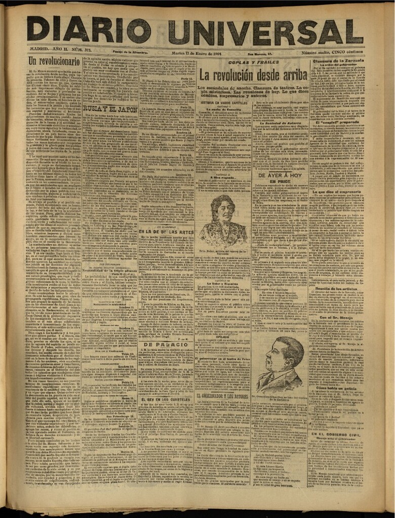 Miniatura de Diario Universal del 12 de enero de 1904, edición de tarde