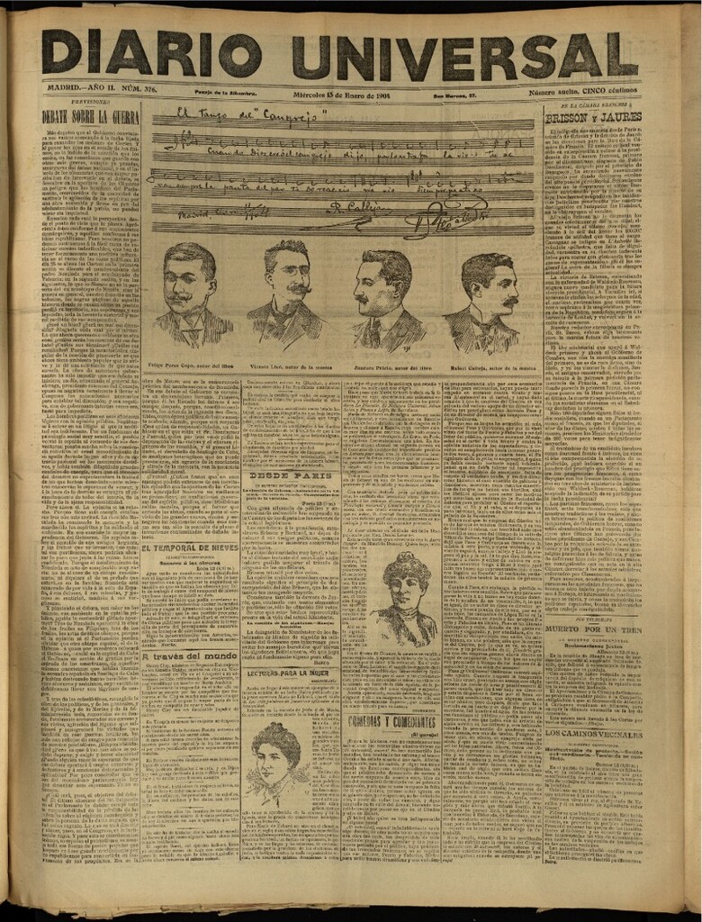 Miniatura de Diario Universal del 13 de enero de 1904, edición de tarde