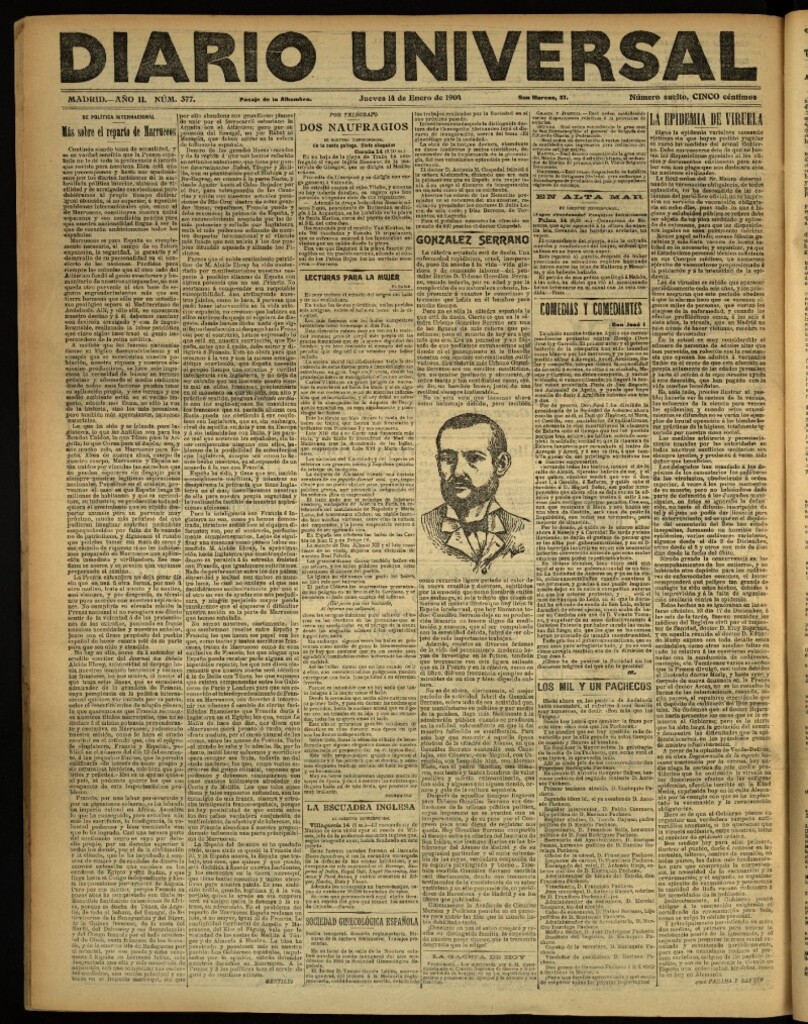 Miniatura de Diario Universal del 14 de enero de 1904, edición de noche
